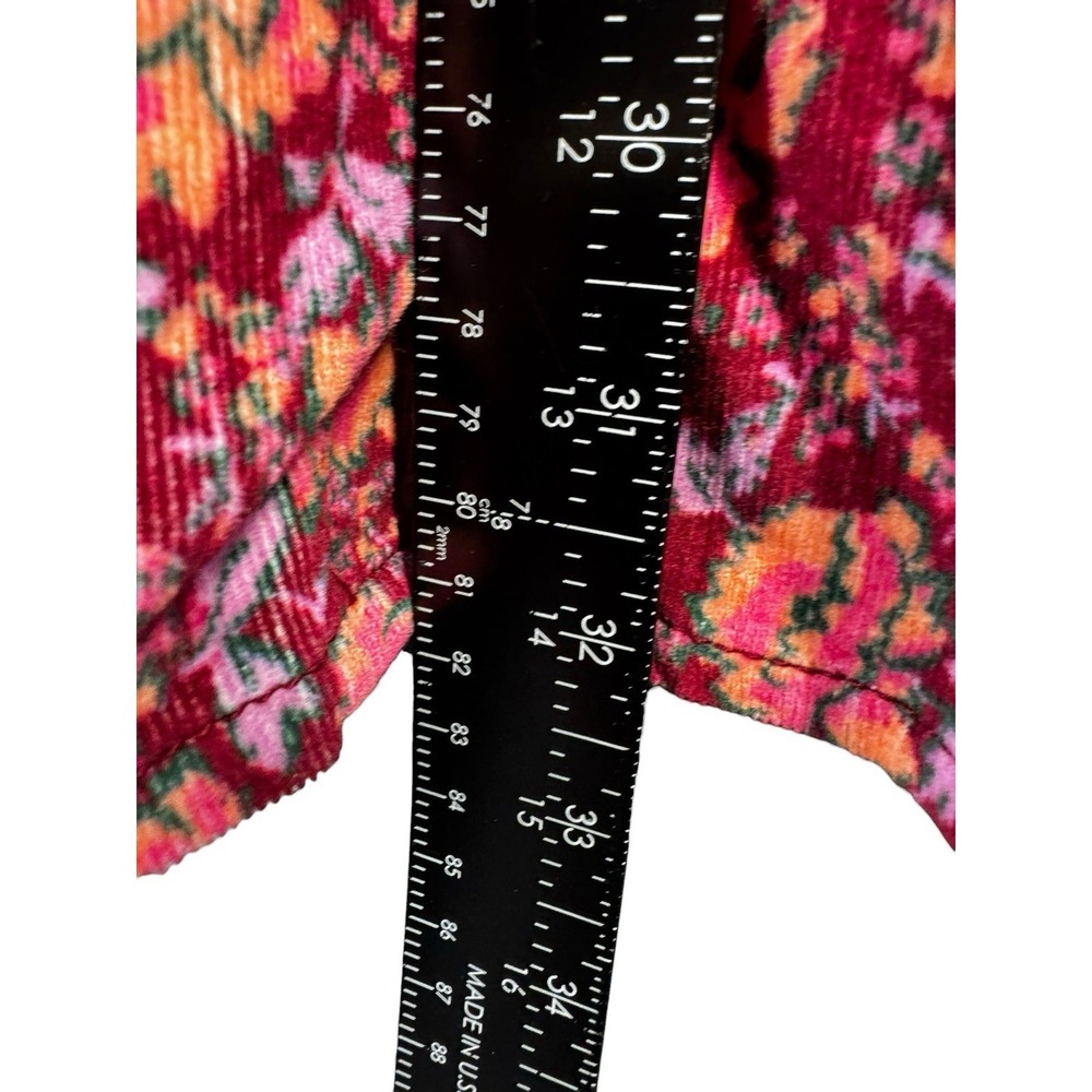 Free People NWT Floral Corduroy Mini Dress Size 2 Berry Plum Button Front Boho - Picture 6 of 14
